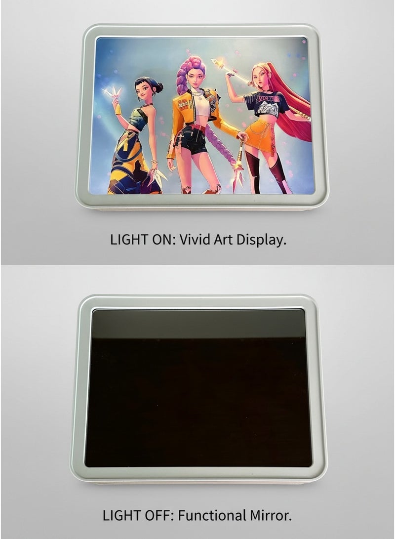 ECLux K-Pop Demon Hunter Mirror Lamp Painting, a 2-in-1 magic mirror and LED art frame, with three adjustable light colors, USB rechargeable decorative lamp, a perfect birthday and holiday gift for fans, suitable for bedroom and dressing table decoration. - Image 5